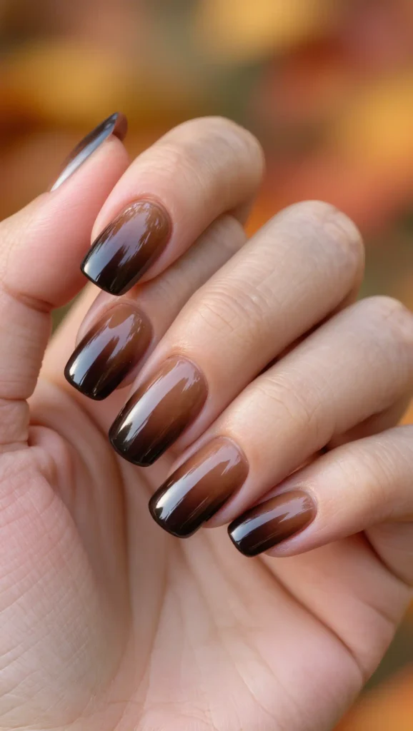 24 Fall Gradient Nail Ideas 2026: Stunning Color Blends for the Perfect Autumn Manicure 22 Walnut Luxe Gradient
