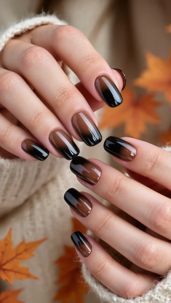 25 Fall Ombré Nail Ideas 2026: Beautiful Gradient Manicures for a Cozy Autumn Look 20 Walnut to Black Coffee