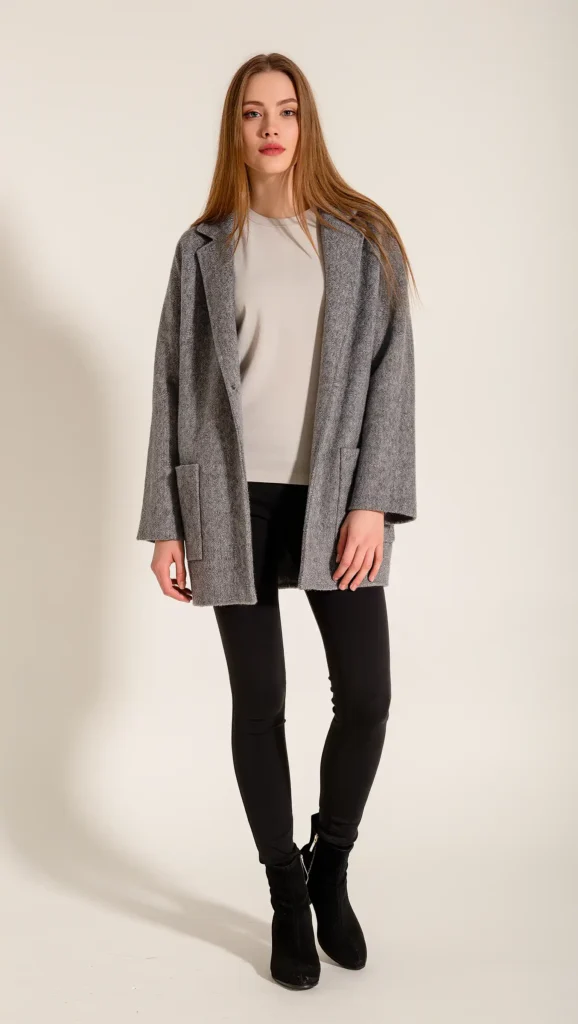 24 Cozy Fall Outfit Ideas 2026: Effortlessly Chic Looks to Wear All Season 16 Wool Shacket with Black Leggings