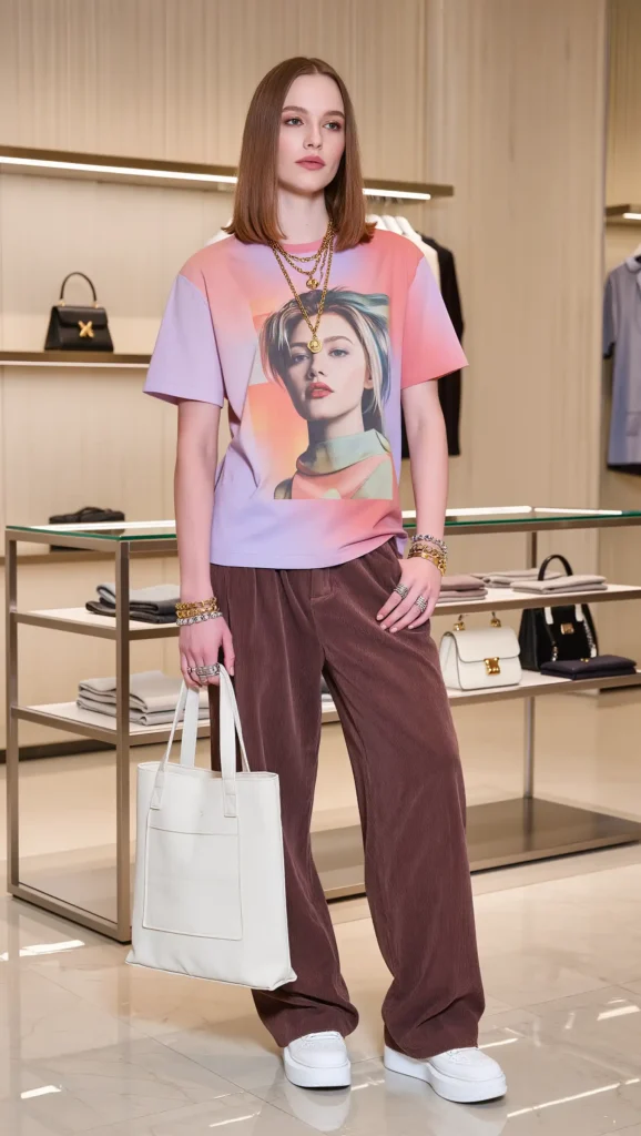Baby Tee + Wide-Leg Corduroys
