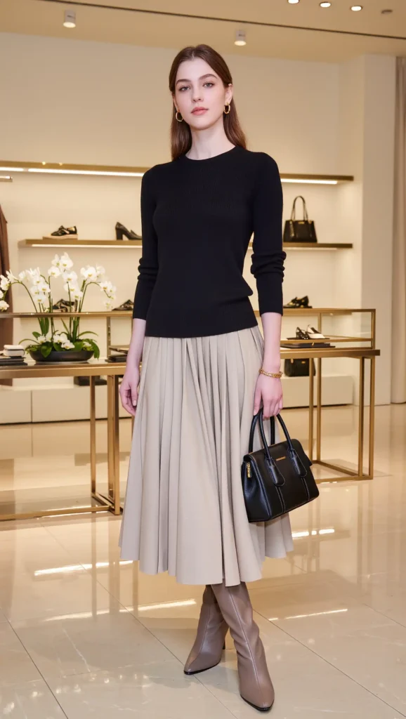 Black Sweater + Midi Skirt