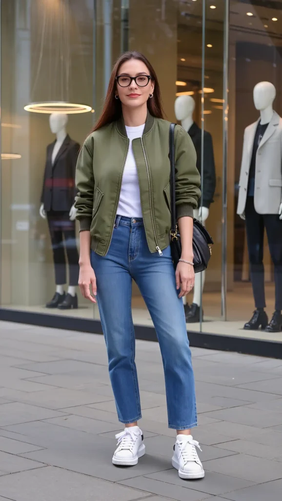 Bomber Jacket + Straight Jeans