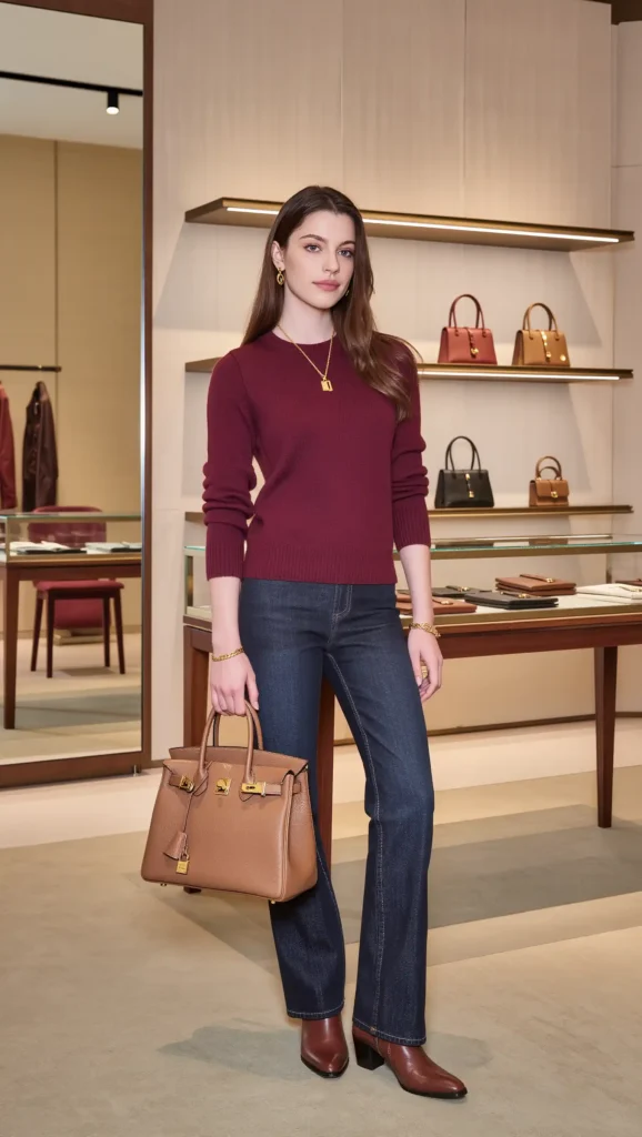Burgundy Sweater + Dark Denim