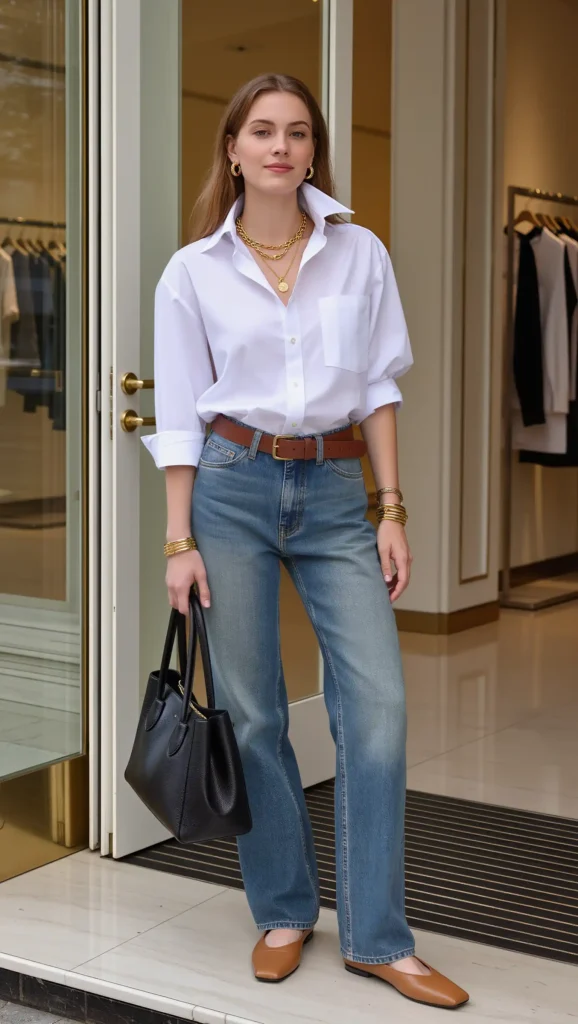 25 Fall Casual Chic Outfits Ideas 2026: Effortless & Polished Autumn Looks 10 Button-Up Shirt + Relaxed Jeans
