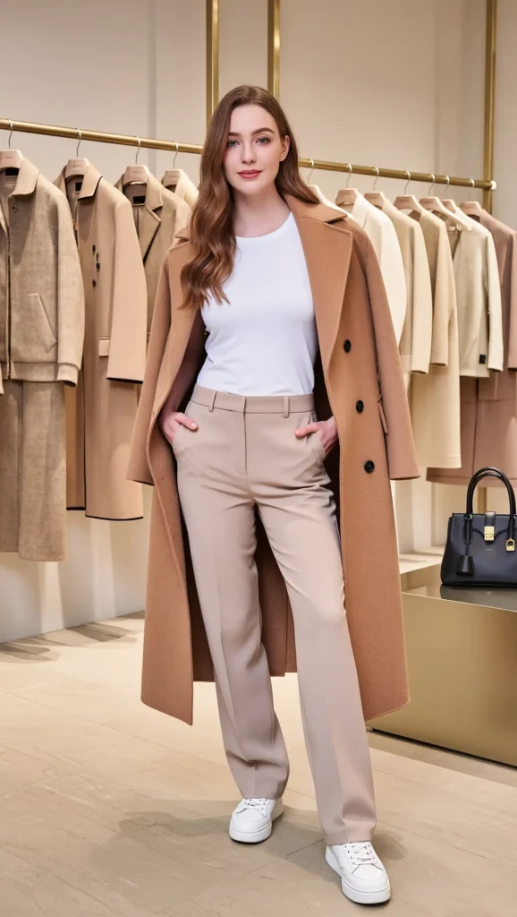 Camel Wool Coat & Neutral Layers