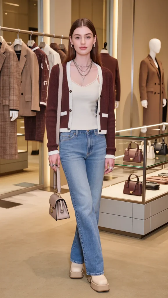 25 Fall Y2K Outfit Looks 2026: Nostalgic, Cool & Totally Main-Character 24 Camisole + Bootcut Jeans + Cardigan