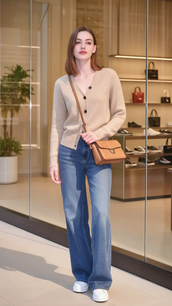 25 Fall Casual Chic Outfits Ideas 2026: Effortless & Polished Autumn Looks 4 Cardigan + Wide-Leg Denim