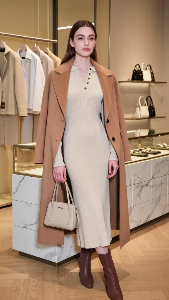 Cream Knit Dress + Ankle Boots