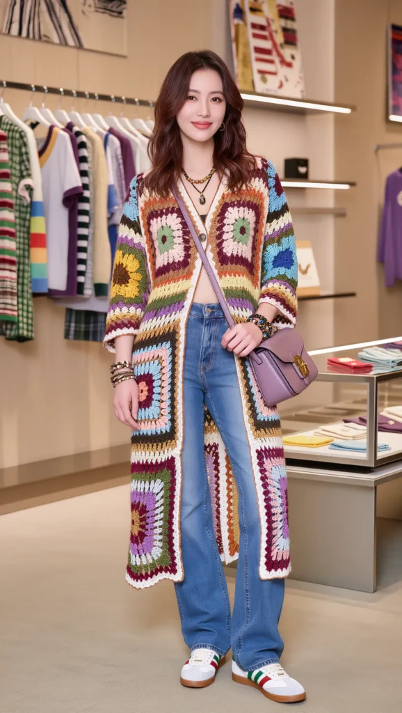 Crochet Cardigan + Vintage Jeans