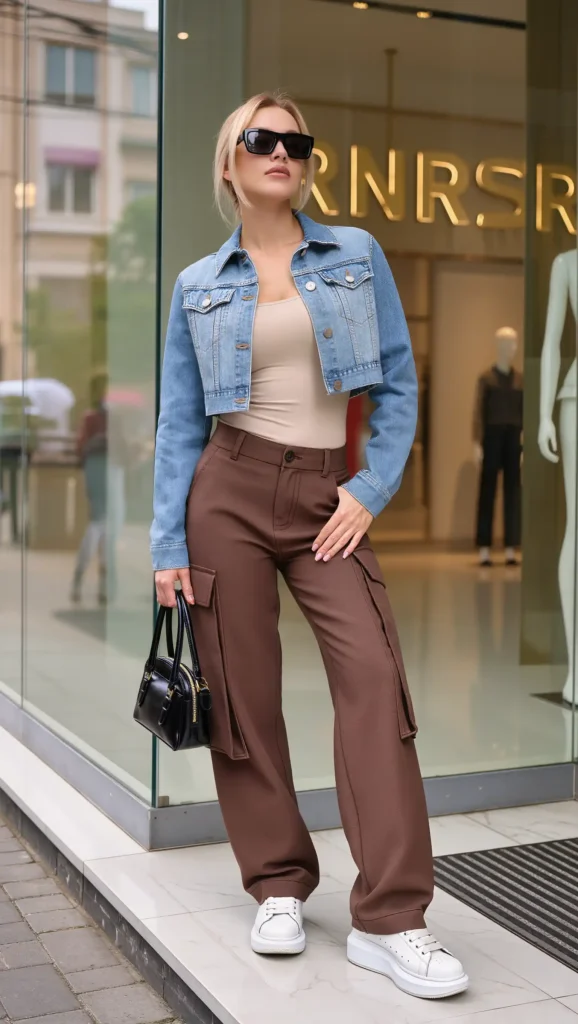 25 Fall Y2K Outfit Looks 2026: Nostalgic, Cool & Totally Main-Character 17 Cropped Denim Jacket + Baggy Trousers