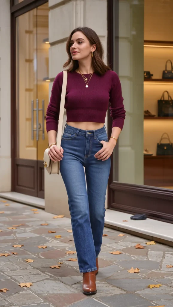 Cropped Sweater + High-Waisted Jeans