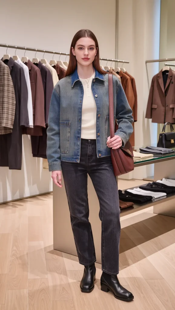 Denim Jacket + Black Jeans