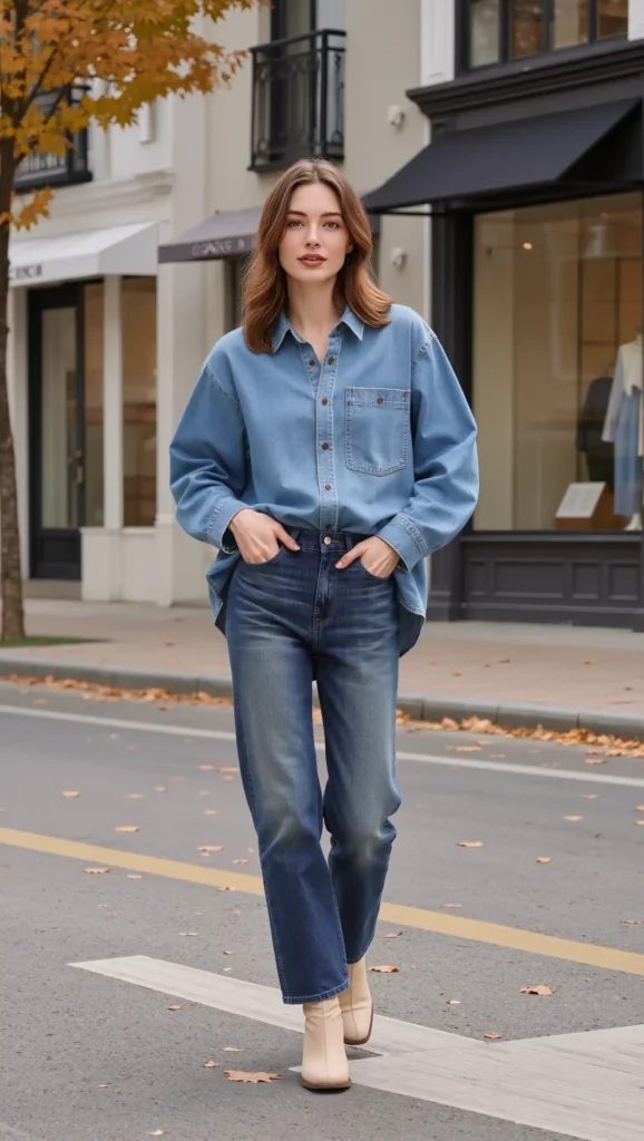 24 Fall Street Style Outfit Ideas 2026: Trendy Looks That Own the Sidewalk 4 Denim-on-Denim Refresh