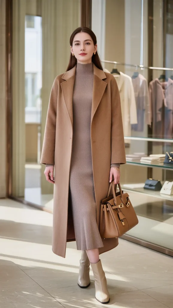 Fitted Knit Dress + Long Coat