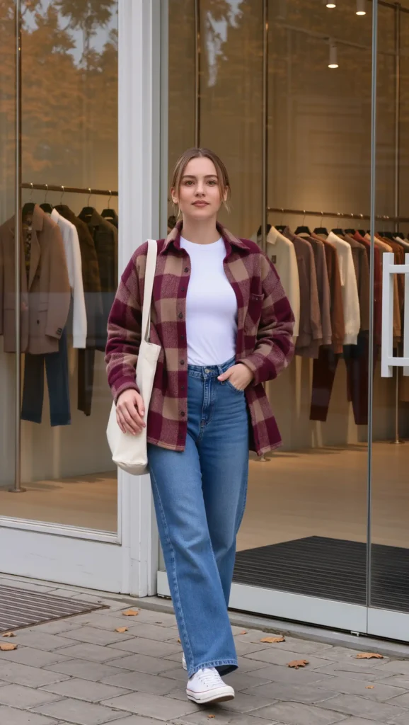 Flannel Shirt + Basic Tee + Jeans