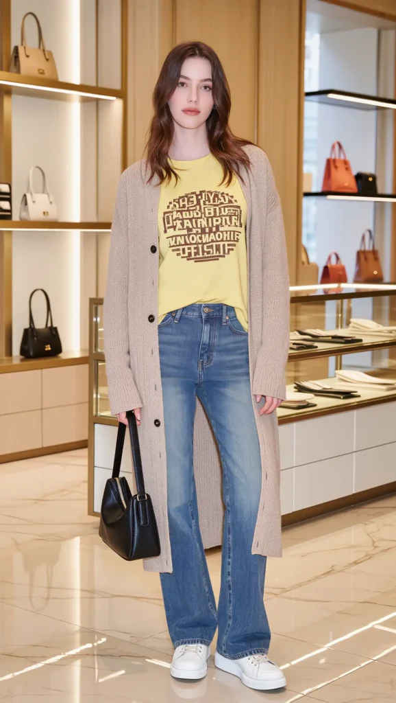 25 Fall Lazy Day Outfits Ideas 2026: Comfy Looks That Still Feel Cute 5 Graphic Tee + Cardigan + Jeans