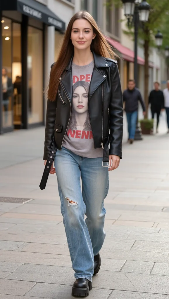 Graphic Tee & Distressed Jeans