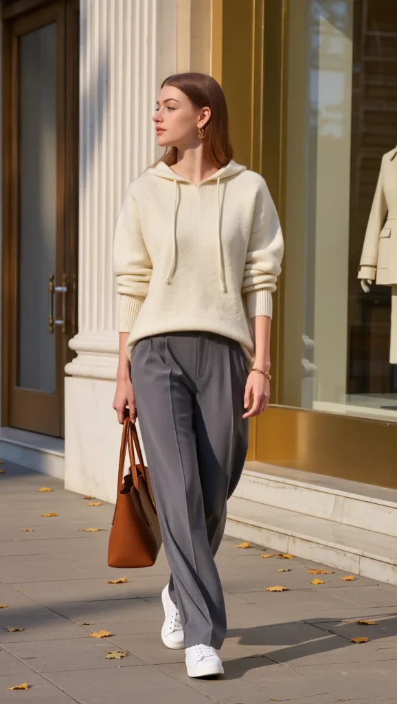 Hooded Knit & Pleated Trousers