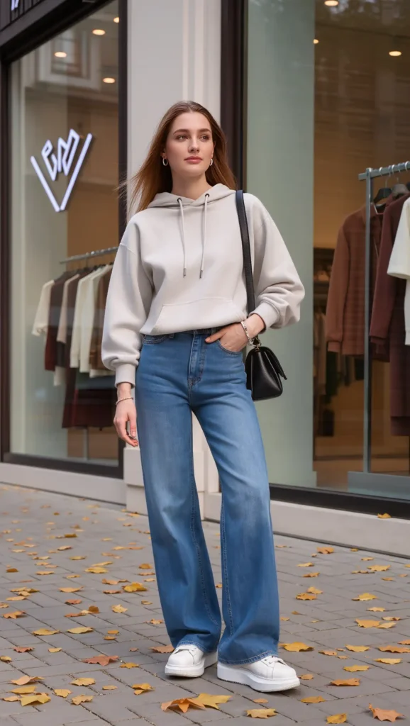 Hoodie + Wide-Leg Jeans