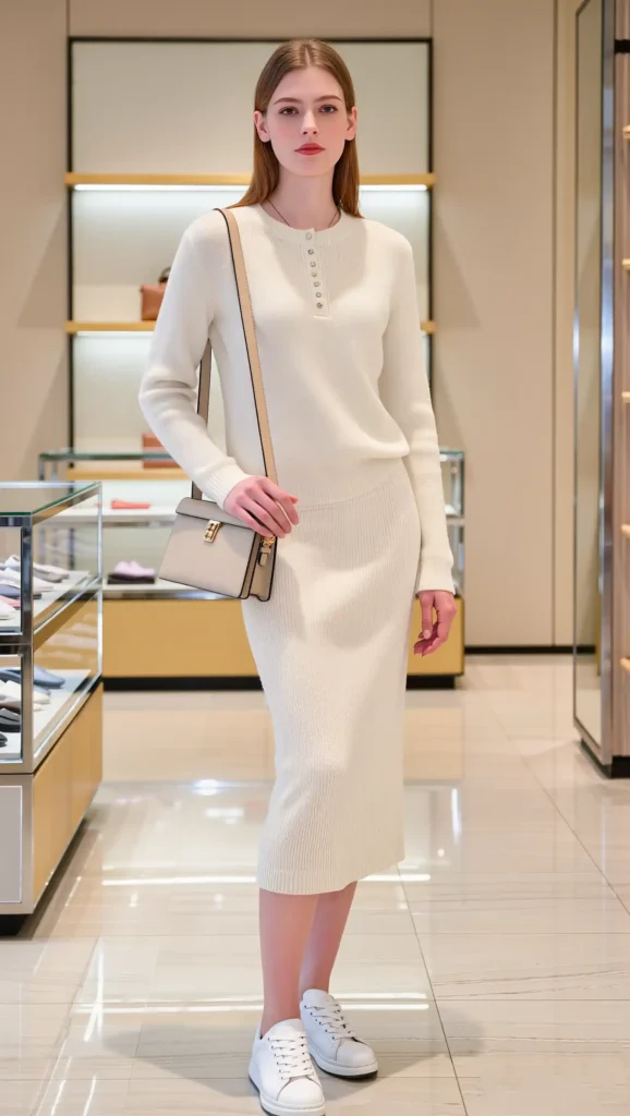 25 Fall Pinterest Girl Outfit Ideas 2026: Aesthetic Looks You'll Want to Save Instantly 25 Knit Co-Ord & White Sneakers