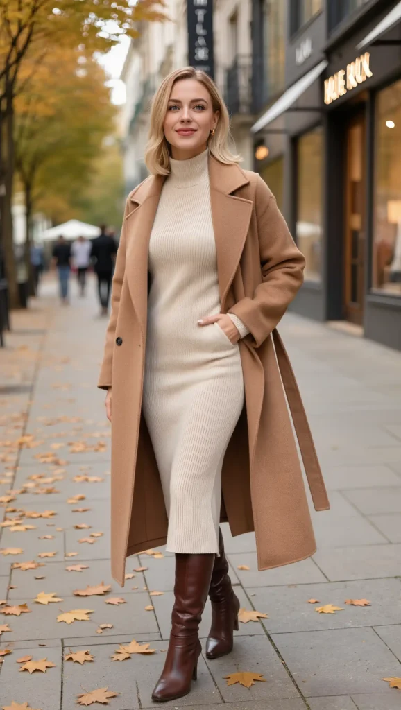 Knit Midi Dress & Knee-High Boots