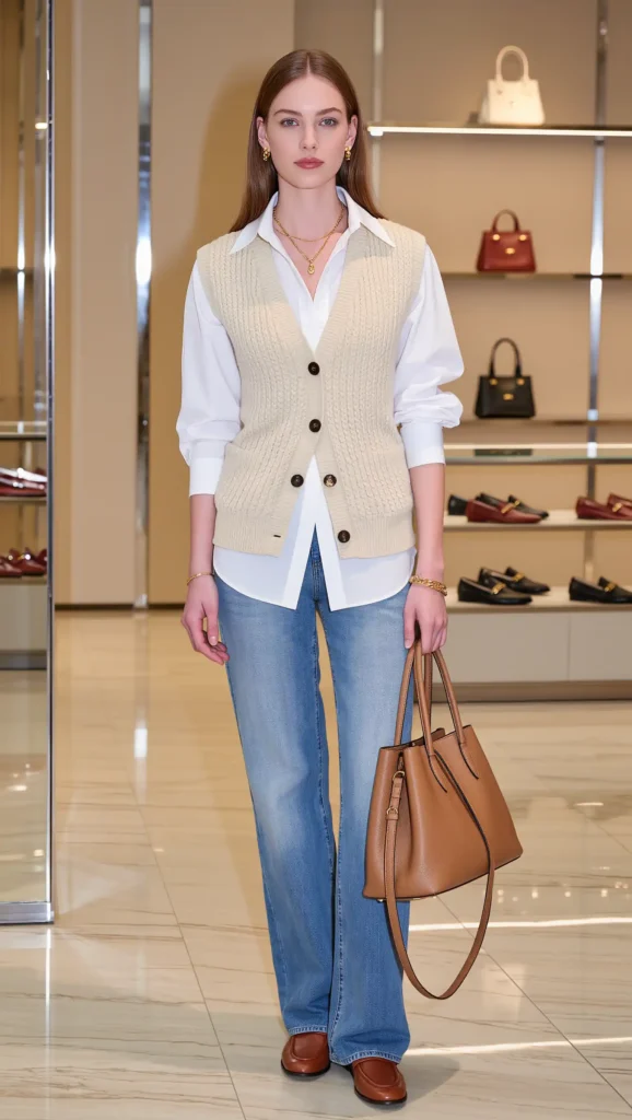 Knit Vest + Button-Down Shirt