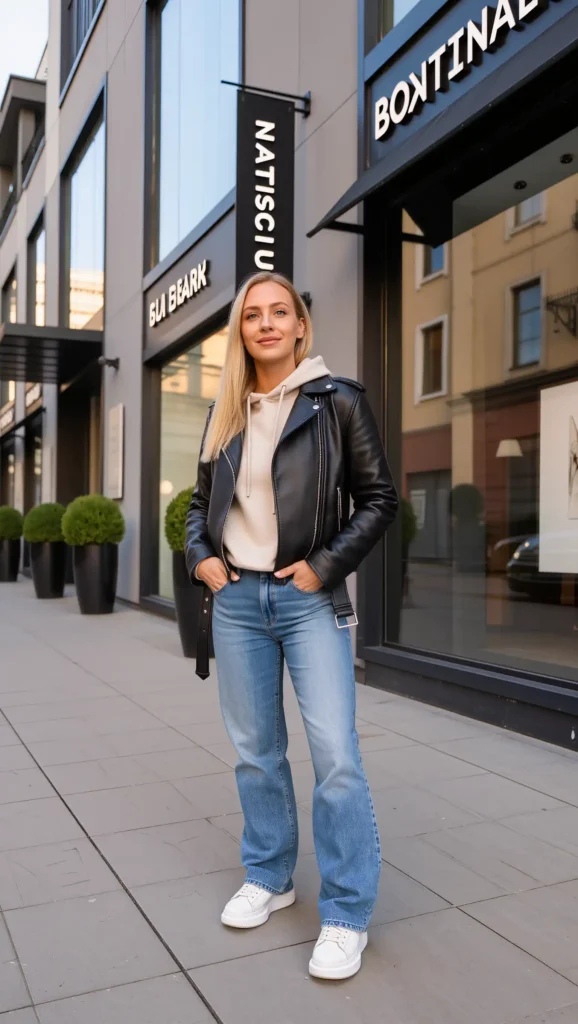 Leather Jacket & Hoodie