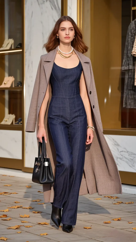 Long Cardigan & Denim Jumpsuit