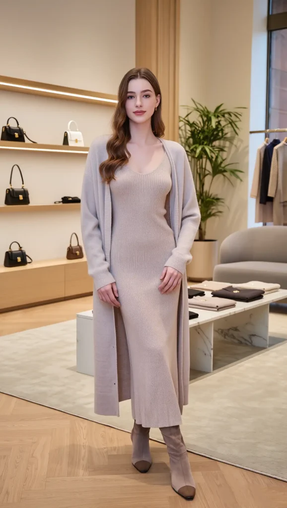 25 Fall Pinterest Girl Outfit Ideas 2026: Aesthetic Looks You'll Want to Save Instantly 20 Long Cardigan & Knit Maxi Dress