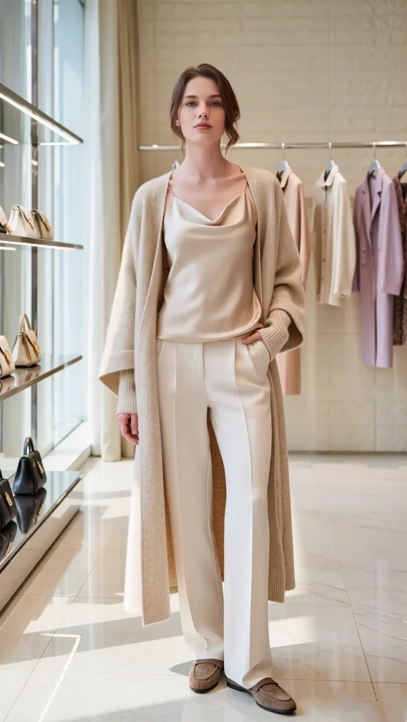 Long Cardigan & Silk Camisole