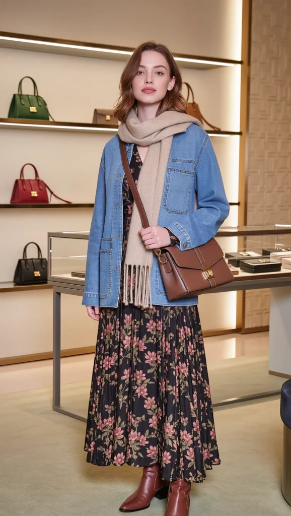 Maxi Dress + Denim Jacket