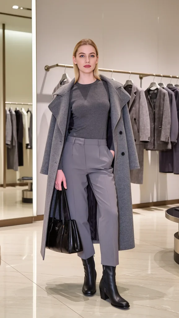 25 Fall Baddie Outfit Ideas 2026: Bold, Trendy & Main-Character Approved 16 Monochrome Gray Outfit