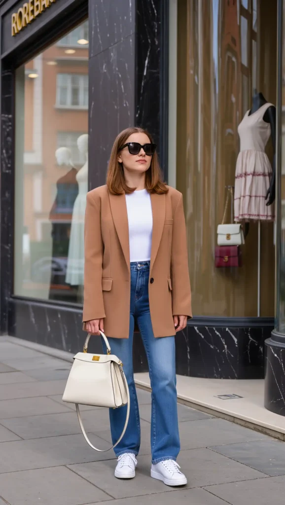 Oversized Blazer + White Sneakers