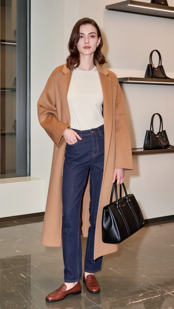 Oversized Coat + Straight-Leg Jeans