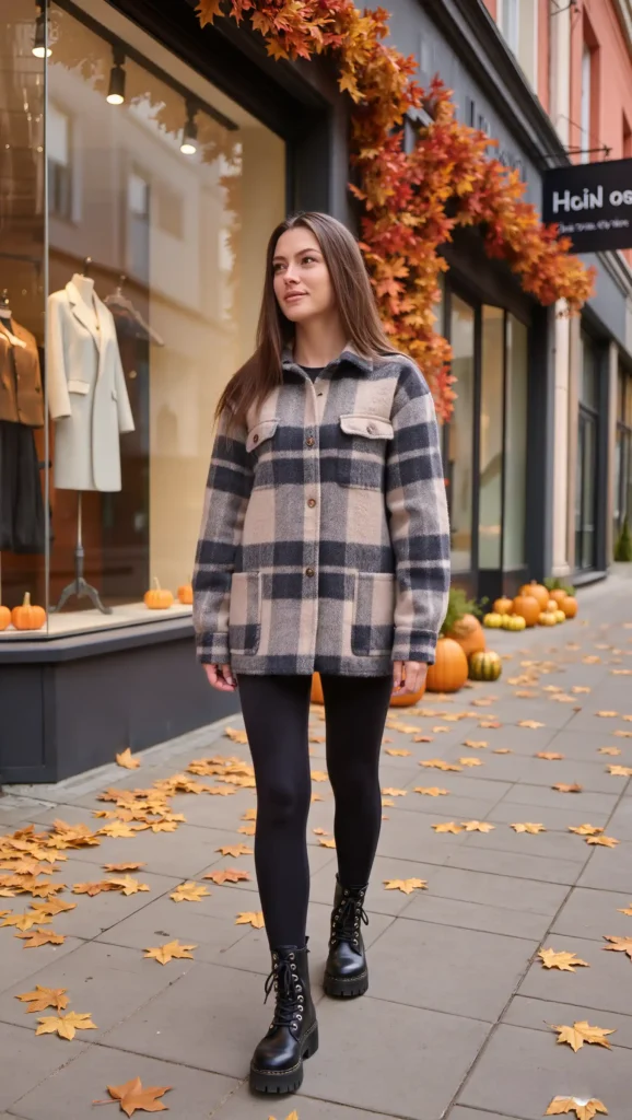 Plaid Shacket & Combat Boots
