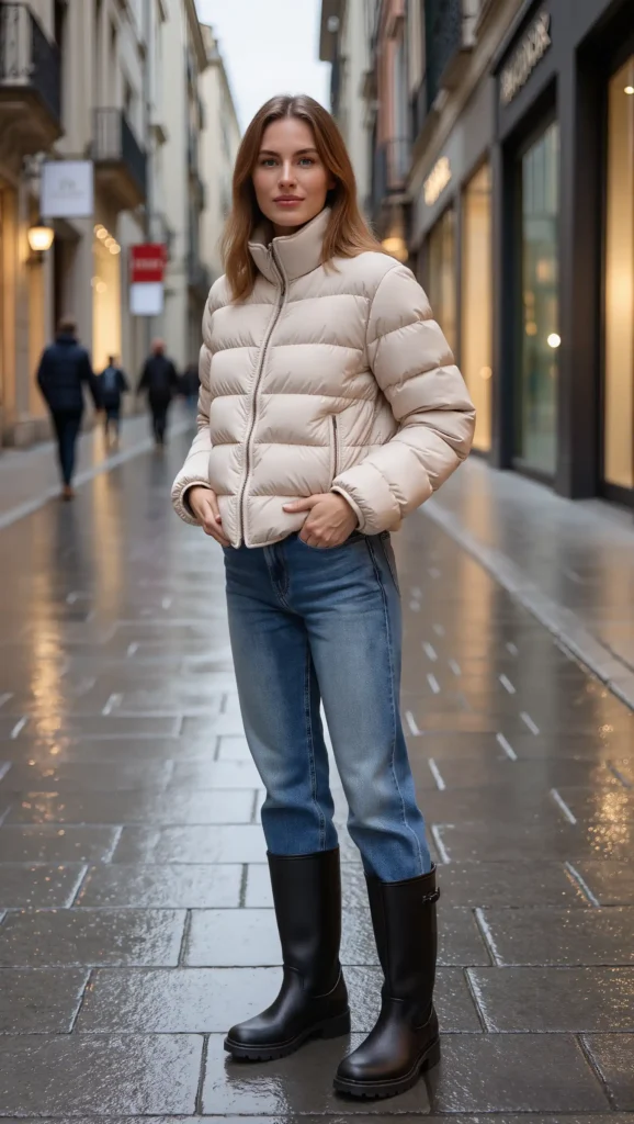 Quilted Jacket & Waterproof Boots