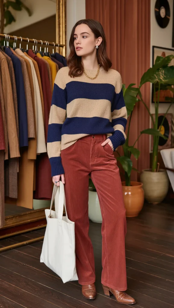 Striped Sweater + Corduroy Pants