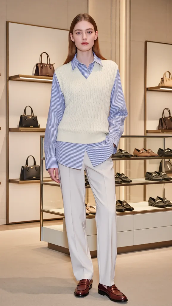 25 Fall Pinterest Girl Outfit Ideas 2026: Aesthetic Looks You'll Want to Save Instantly 7 Sweater Vest & Oxford Shirt