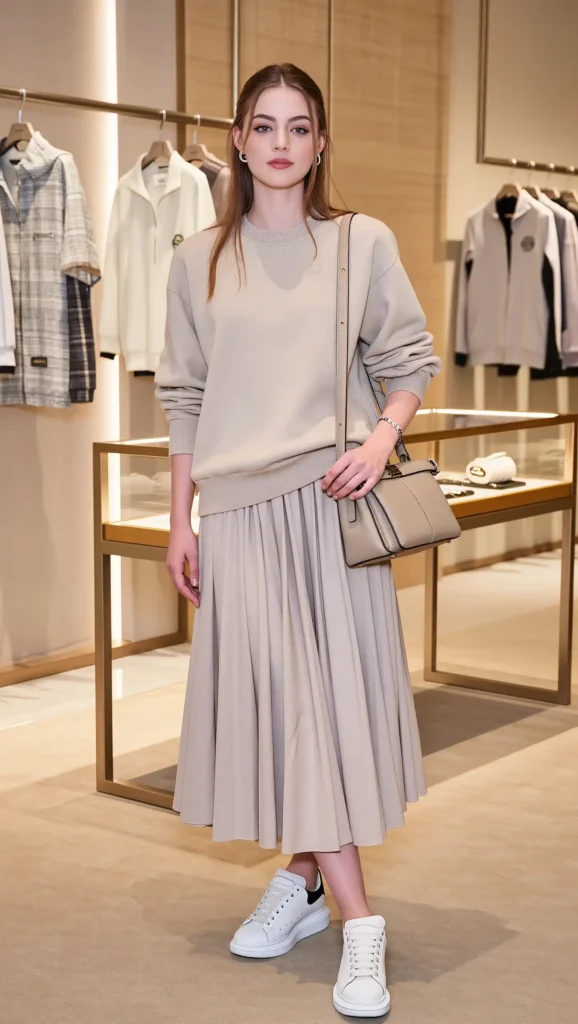 Sweatshirt + Midi Skirt