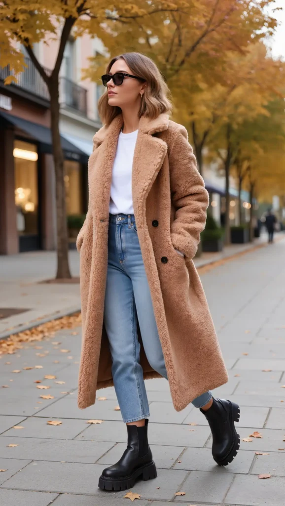 Teddy Coat & Lug Sole Boots