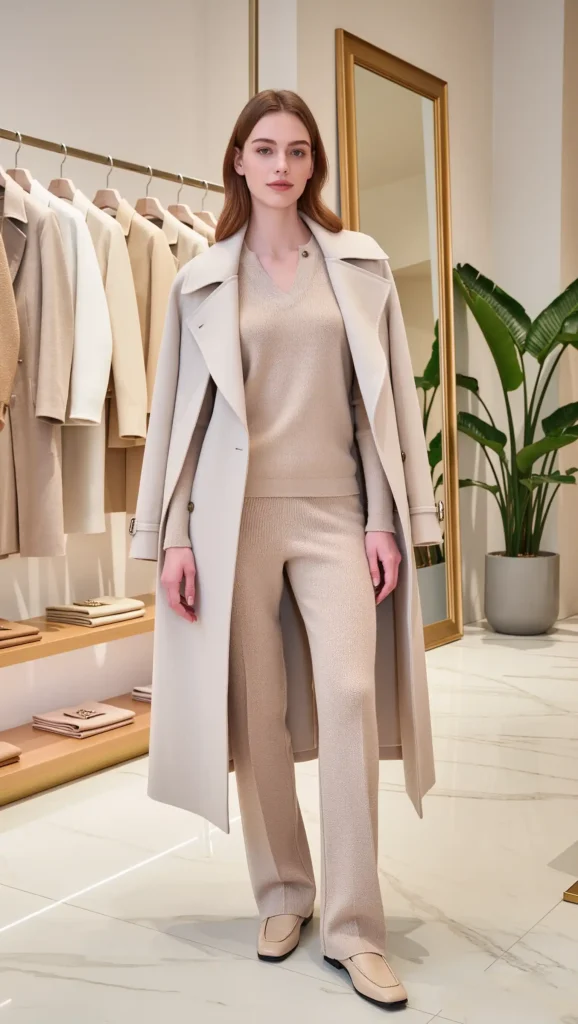 Trench Coat & Knit Co-Ord Set