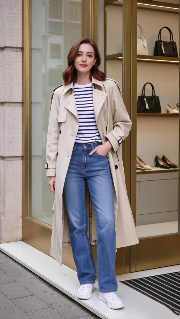 Trench Coat & Straight Jeans