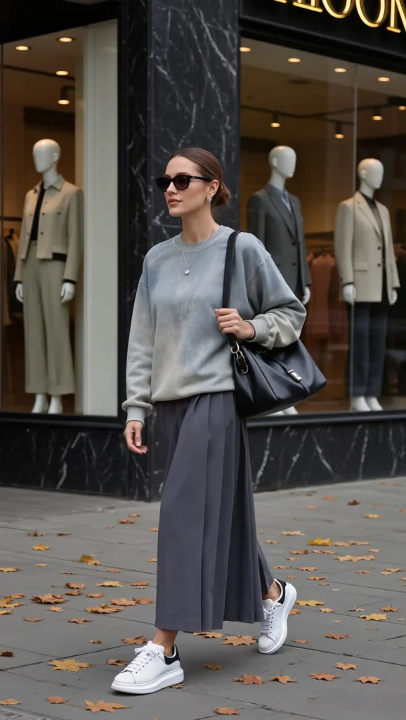 Vintage Sweatshirt & Tailored Maxi Skirt