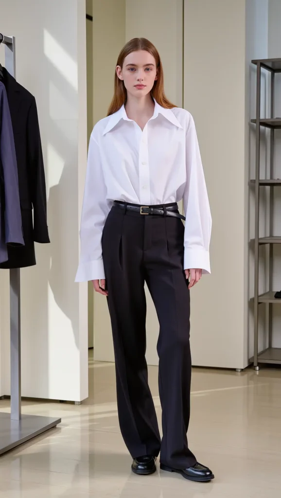 White Button-Down + Black Trousers