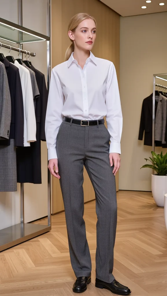White Oxford Shirt & Wool Trousers
