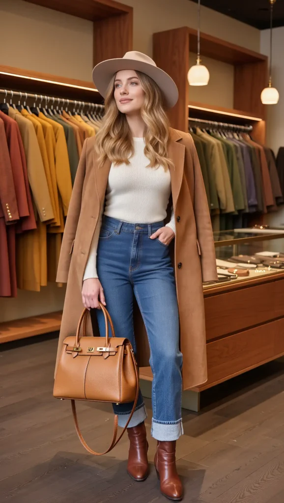 25 Fall Boho Outfit Ideas 2026: Free-Spirited Looks That Feel Effortlessly Chic 25 Wide-Brim Hat With a Suede Coat