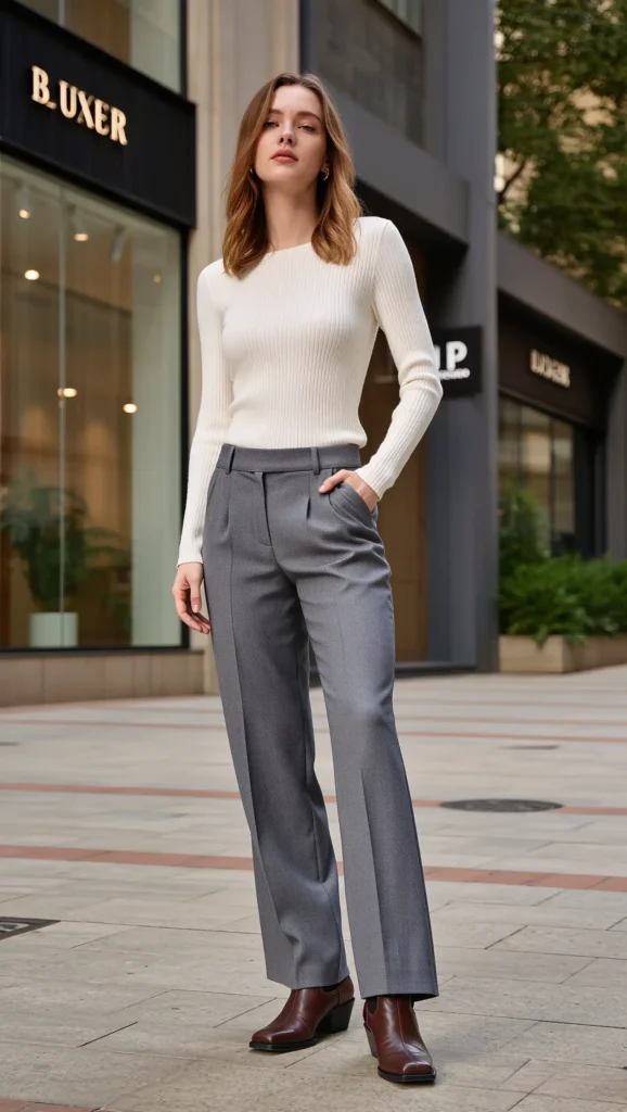 Wide-Leg Trousers & Square-Toe Boots