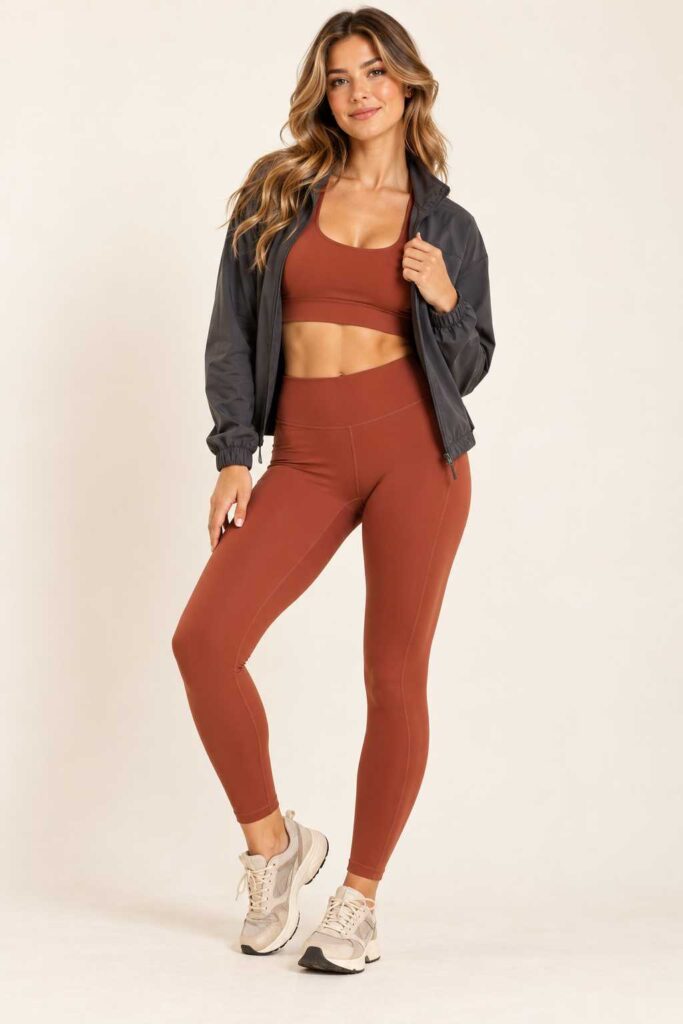 Rust-Colored Sports Bra + Matching Leggings