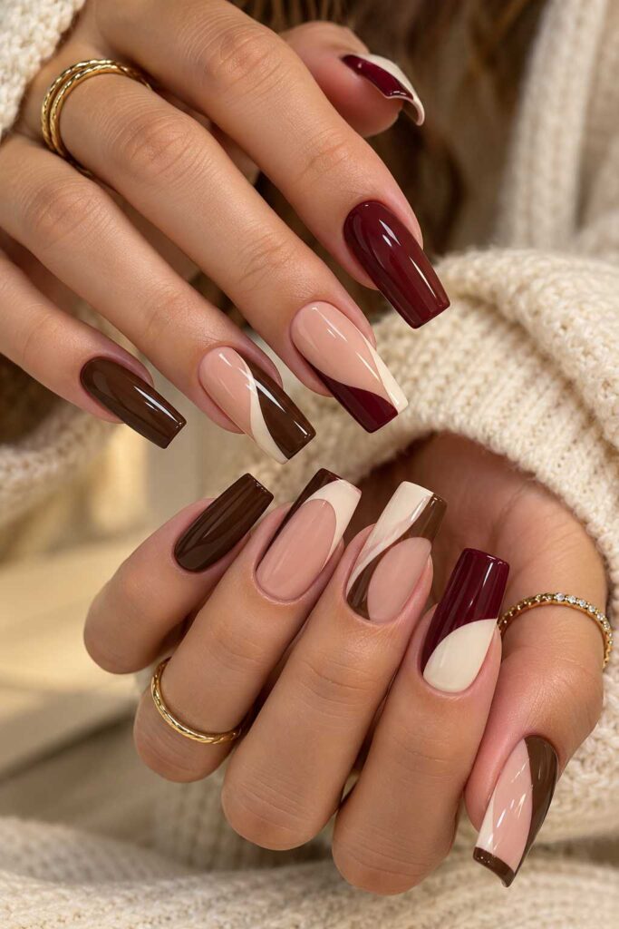 Abstract Color Block Nails