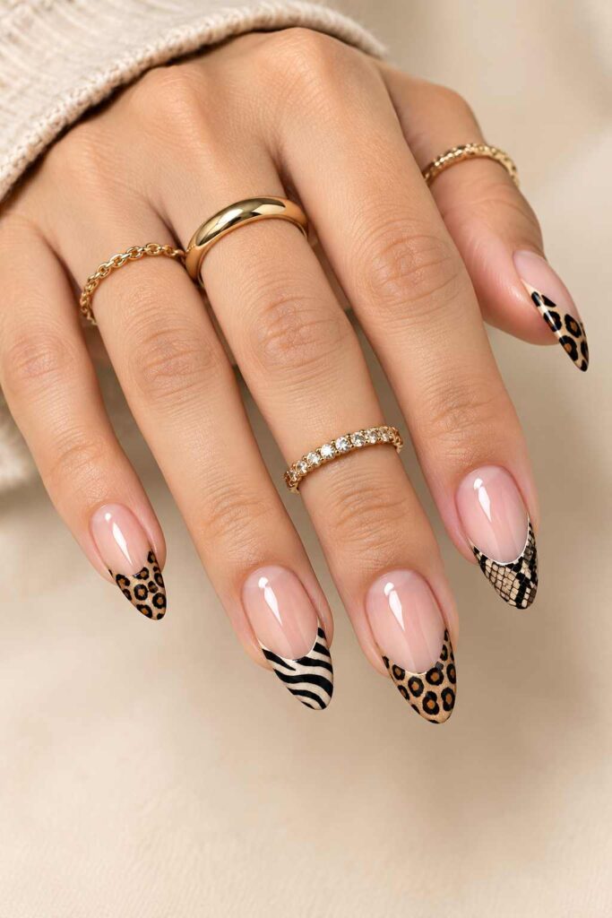 Animal Print French Tips